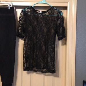 Lace see through short sleeve